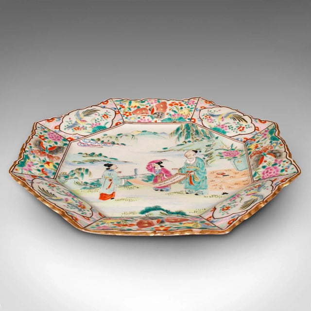 1900's Antique Japanese Ceramic Octagonal Serving Plate For Sale - Image 4 of 8