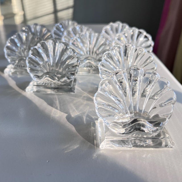 1960s Baccarat "Bambous" Place Card Holders // set of 10 // luxury French crystal // wedding gift // head table decor // elegant dining table For Sale - Image 5 of 9
