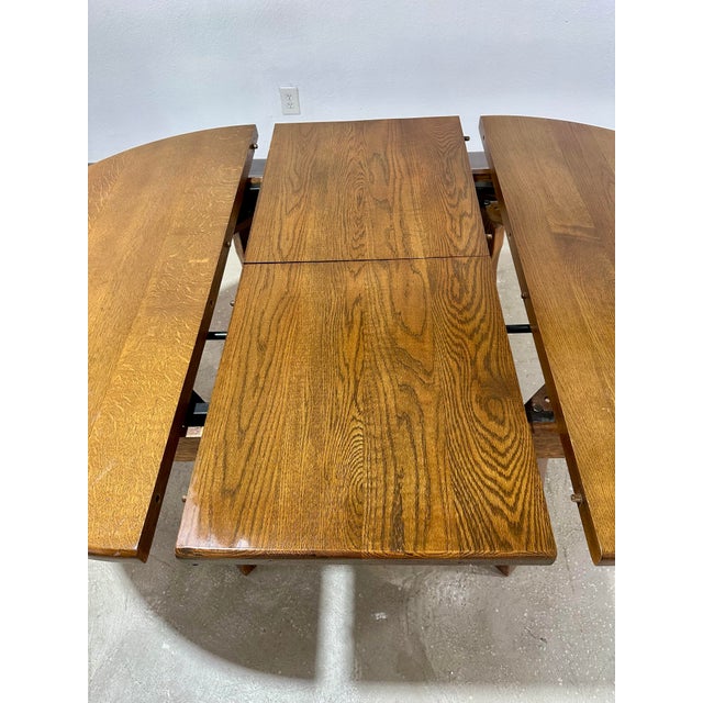 1970s Mid Century Guillerme Et Chambron Style Brutalist Oak Dining Table For Sale In Tampa - Image 6 of 12