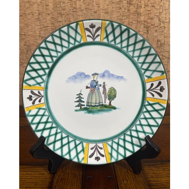 White Vintage Gmundner Keramik “Hunter’s Delight” Coupe Dessert Plates- Set of 7 For Sale - Image 8 of 9