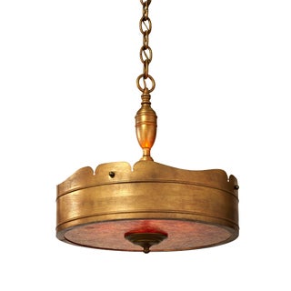 Mid Century Modern Four Cluster Brass Colored Pendant For Sale