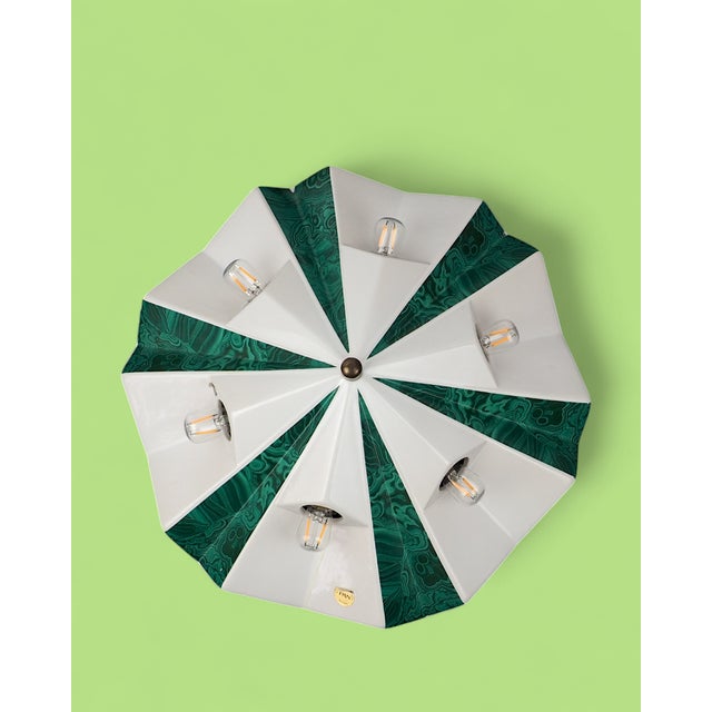 UFO Wall Lamp in Green Malachite Ceramic from Pan Leuchten, 1970s For Sale - Image 11 of 11