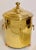 Large English antique solid brass lidded container / jardiniere. This lovely planter / bucket has a decorative band, ring...