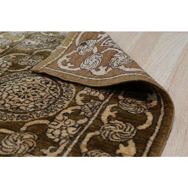 3x10 Brown Hand-Knotted Wool Rosette Chain Border Classic Traditional Carpet Rug For Sale - Image 4 of 7