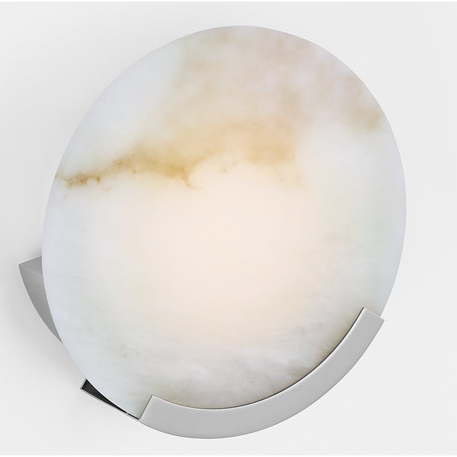 Modern Kelly Wearstler for Visual Comfort Signature Melange 10" Sconce in Polished Nickel with Alabaster For Sale - Image 3 of 7