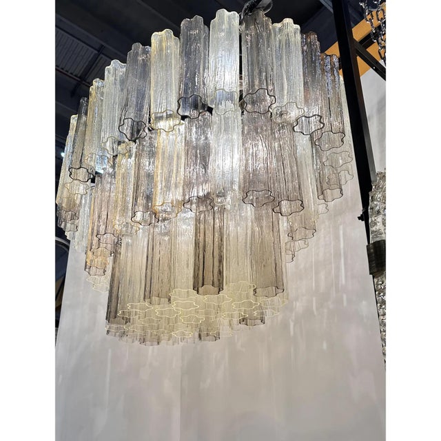 Oval Champagne and Smoked Tronchi Murano Glass Chandelier by Simoeng For Sale - Image 6 of 7