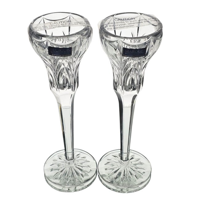 Traditional Waterford Marquis Canterbury Candle Holders 8.5” Set of 2 Crystal Germany For Sale - Image 3 of 6