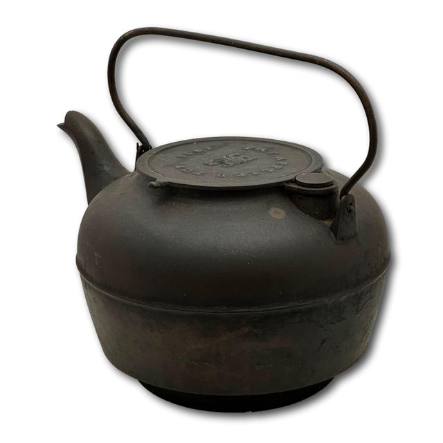 Excellent Large Size Antique Classic American Style Cast Iron Stove Top Kettle With Nice Original Patina - Patent 1871 For Sale - Image 13 of 18