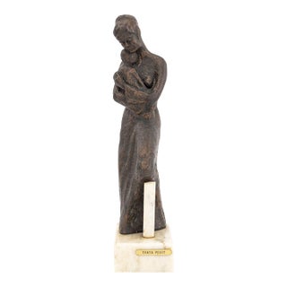 Tanya Poust Mother & Child Patinated Bronze For Sale