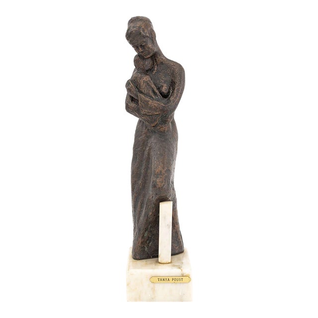 Tanya Poust Mother & Child Patinated Bronze For Sale