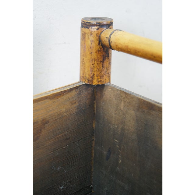 Late 20th Century Boho Chic Bamboo Wicker Rattan Magazine Rack Trash Waste Bin 15" For Sale - Image 9 of 13