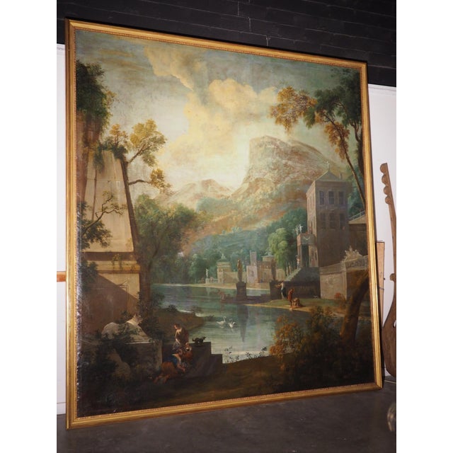 A Rare and Monumental 18th Century Italianate Landscape Oil on Canvas by Dutch Old Master W. Troost the Elder (1684-1752) For Sale - Image 17 of 18