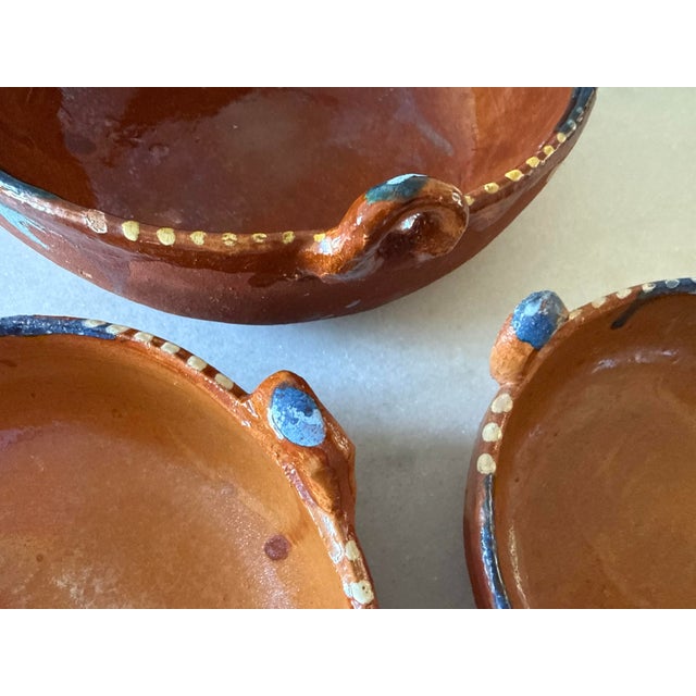 Brick Red Set of 3 Vintage Mexican Terra Cotta Nesting Bowls For Sale - Image 8 of 10