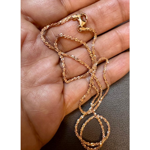 14k Gold Fancy Diamond Cut Italian Rose Gold Chain, 18" Long For Sale - Image 18 of 18