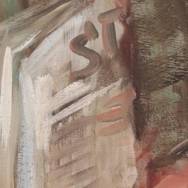 Mid-Century Modern City Newsboy in Winter Oil on Canvas Framed For Sale - Image 3 of 15