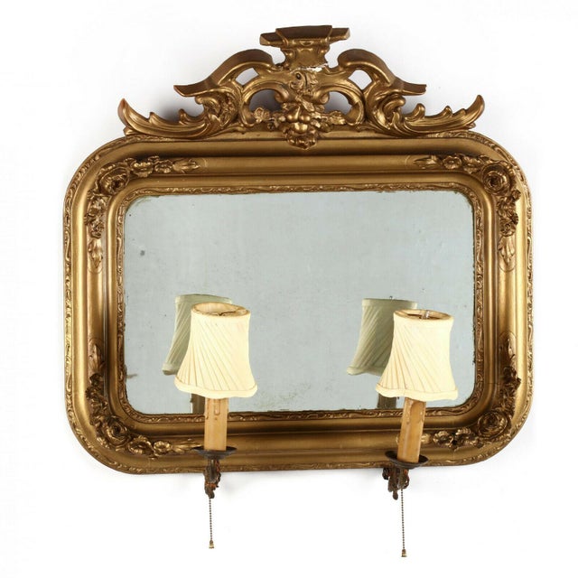 1900s Antique Carved Wood Gilt And Gesso With Candle Arms Mirrored Sconces Set Of 2 Chairish