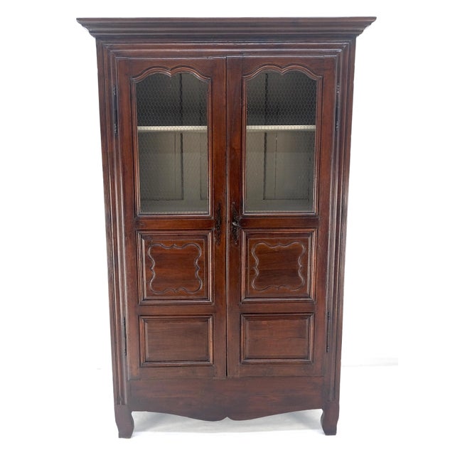 19th Century Solid Oak Paneled Back 2 Door Adjustable Shelves Antique Cupboard Blanket Chest For Sale - Image 5 of 7