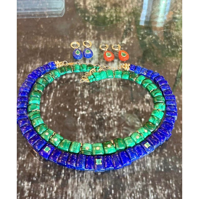 The CLEO Malachite and diamond collar necklace The CLEO is our smaller version of our statement collar piece, The...