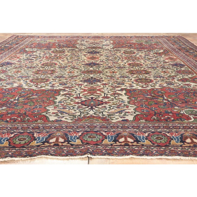 Ivory Early 20th Century Antique Persian Ivory Mahal Rug - 09'11 X 13'01 For Sale - Image 8 of 9