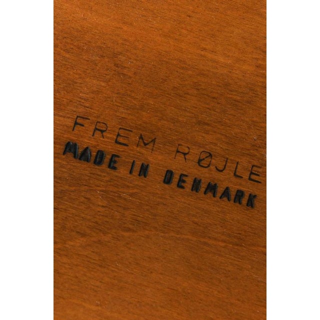Wood Dining Table and Chairs in Teak and Leather attributed to Hans Olsen for Frem Røjle, 1960s, Set of 5 For Sale - Image 7 of 9