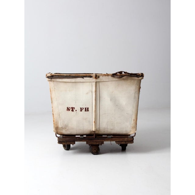 Cream Vintage Dandux Industrial Laundry Cart For Sale - Image 8 of 12