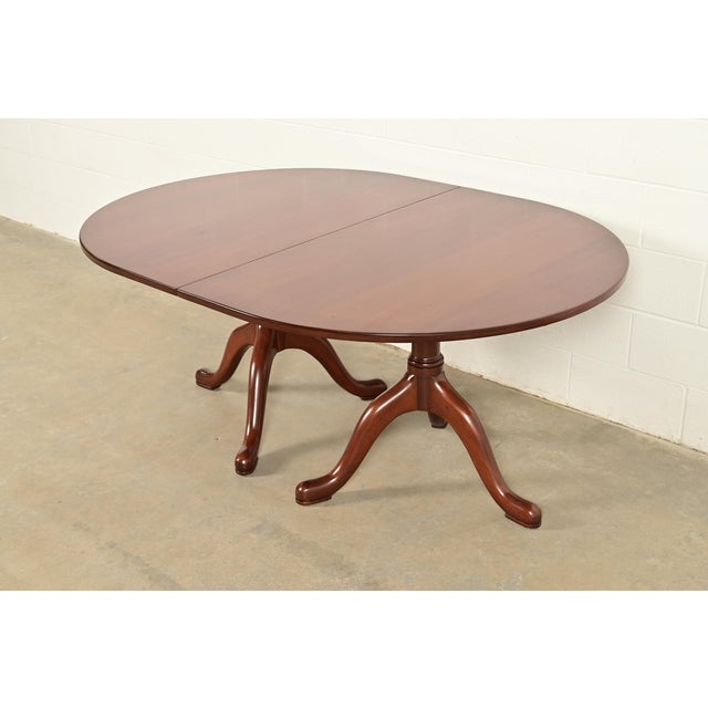 Brown Kittinger Georgian Solid Mahogany Double Pedestal Extension Dining Table For Sale - Image 8 of 15