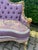 1980s 1980 French Louis XVI Gilt Purple Damask Settee 1Pc For Sale - Image 5 of 15