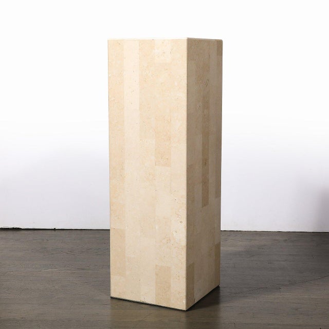 Stone Mid-Century Modernist Tessellate Stone Pedestal by Maitland Smith For Sale - Image 7 of 8