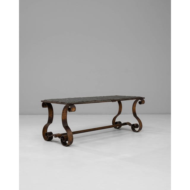 1940s French Metal Coffee Table With Stone Top For Sale - Image 17 of 18