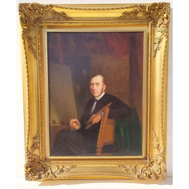 Van Lil Joseph, Self Portrait, Oil on Canvas, 1867 For Sale - Image 5 of 8