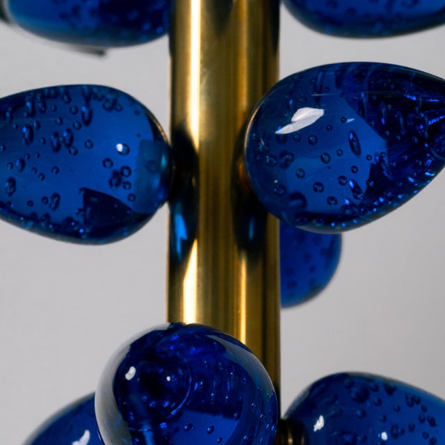 Lamps with Blue Murano Glass Drops, 1980s, Set of 2 For Sale - Image 4 of 5