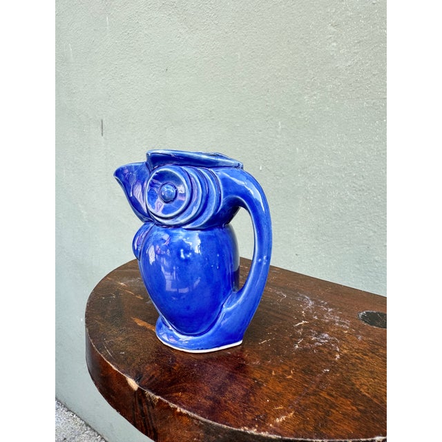 Ceramic Vintage 1970s Cobalt Blue Ceramic Toucan Bird Pitcher — Tropical Mid-Century Modern For Sale - Image 7 of 7