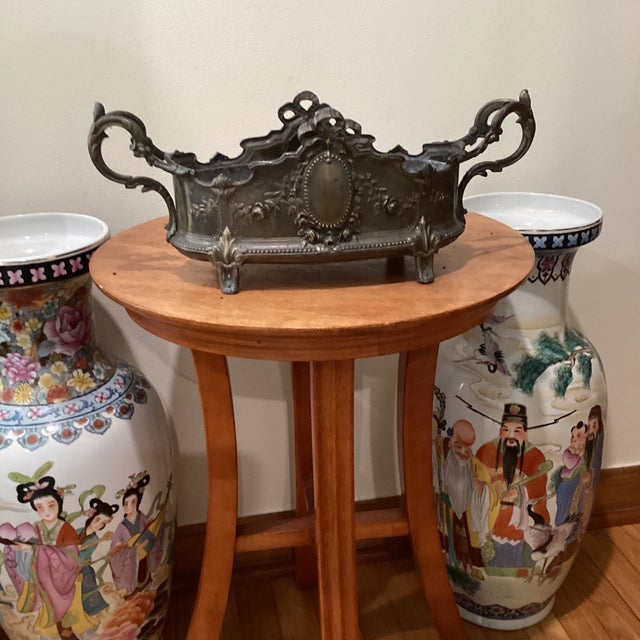 Antique French Jardiniere Art Nouveau Planter & Plant Potholder For Sale - Image 11 of 12