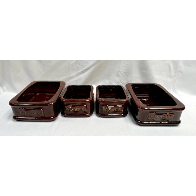 French Ceramic Salad Serving Set of 4 For Sale In Dallas - Image 6 of 11