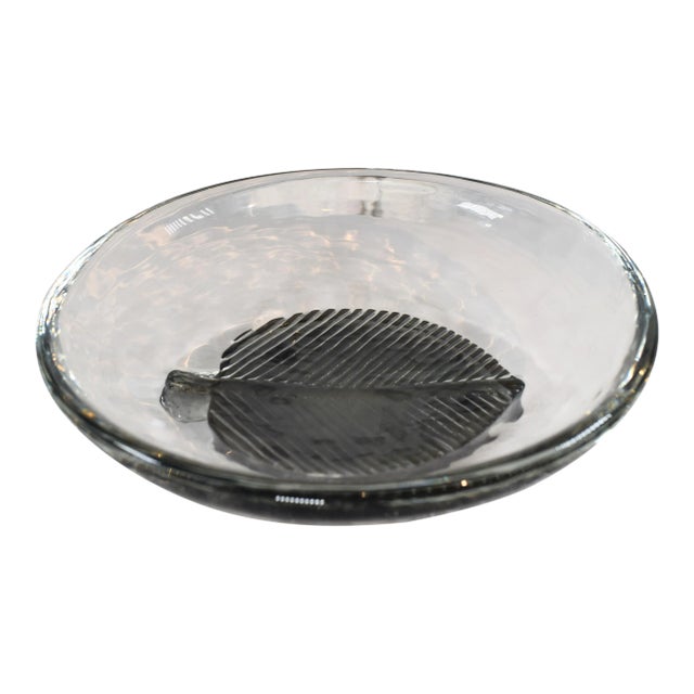 Mid Century Modern Alfredo Barbini Murano Glass Leaf Bowl For Sale