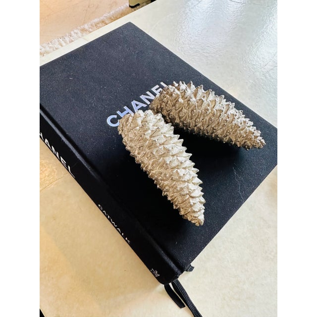 Platinum Vintage 1980’s Gumps Italian Solid Metal Pinecone Objets- a Pair For Sale - Image 8 of 8