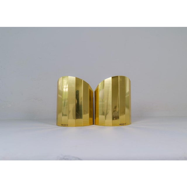 Wonderful brass sconces made at atlelje lyktan sweden. Good vintage with wear and some scratches. Dimensions: h 24 cm (9.5...