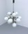 Compact atomic sputnik with 12 teardrop shaped opaline bulbs. Nice crisp and clean appearance when switched off but warm...