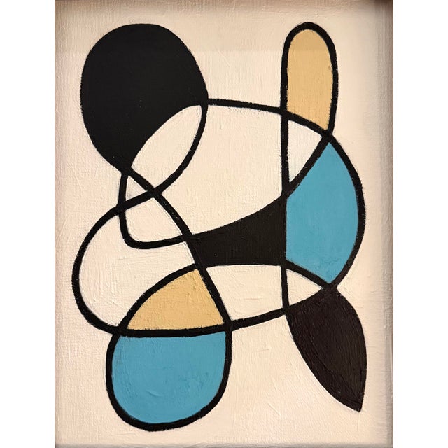 This abstract acrylic painting is inspired by the mid-century masters. Framed in a vintage gold wood frame, wired and...