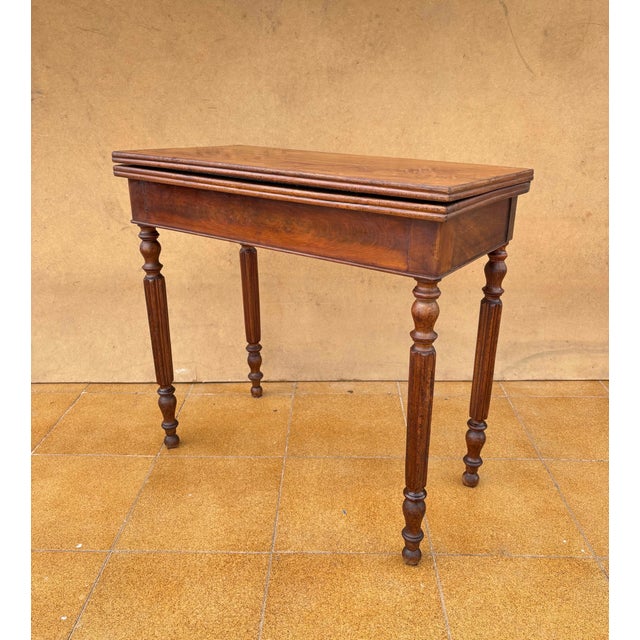 Victorian Antique Oak Games Table with Green Felt Top, Early 20th Century For Sale - Image 3 of 11
