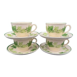 Vintage Franciscan Ivy Usa Dinnerware Cups & Saucers Set of 4 - 8 Pcs For Sale