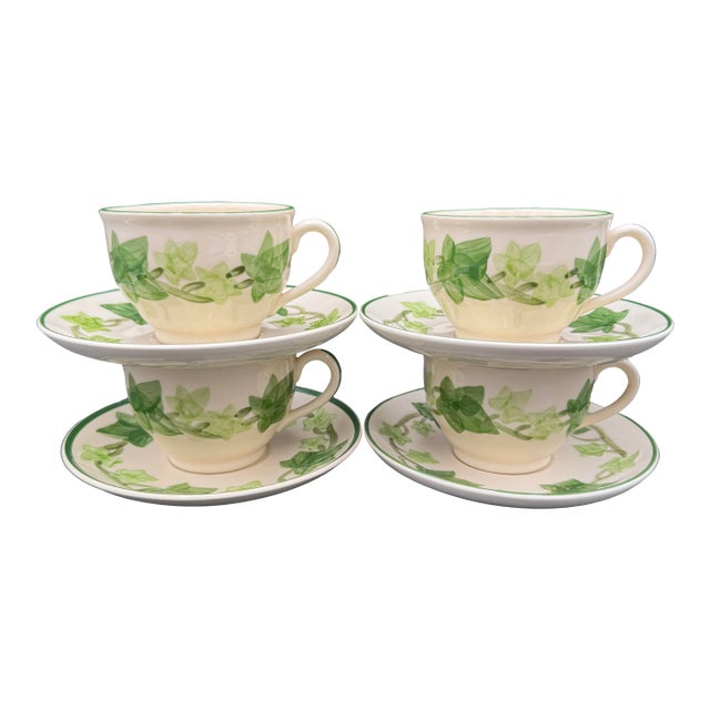 Vintage Franciscan Ivy Usa Dinnerware Cups & Saucers Set of 4 - 8 Pcs For Sale