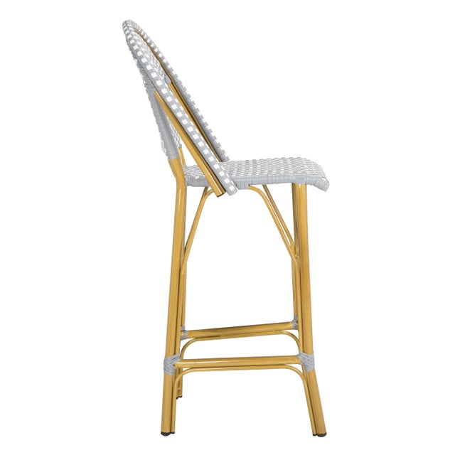 Modern Indoor-Outdoor Stacking French Bistro Barstool in Grey & White For Sale - Image 3 of 9