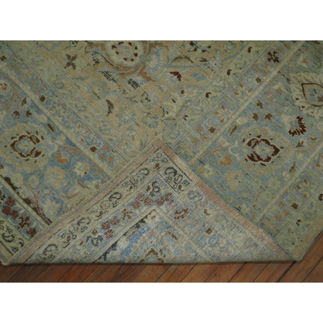 Stunning Tan Icy Blue Antique Persian Formal Meshed Rug, 20th Century For Sale - Image 4 of 6