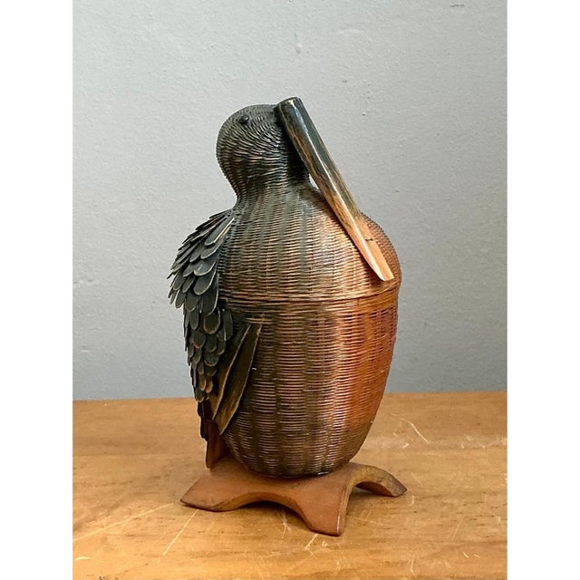 Vintage Shanghai Weave Rattan Pelican Basket For Sale - Image 11 of 13