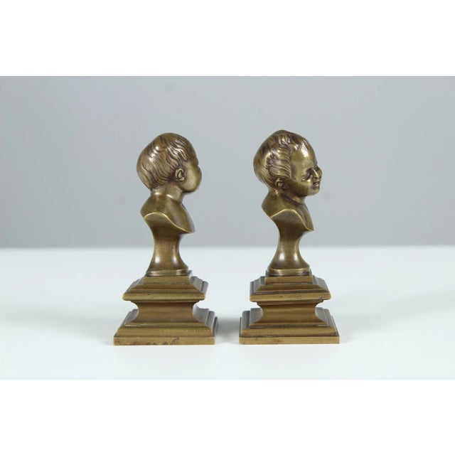 Antique Miniature Bronze Busts of Children Laughing and Crying, 1880s, Set of 2 For Sale - Image 9 of 13