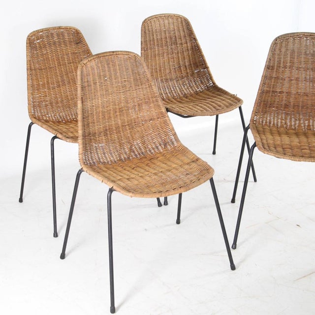 1970s Wicker and Iron Chairs, 1970s, Set of 4 For Sale - Image 5 of 12