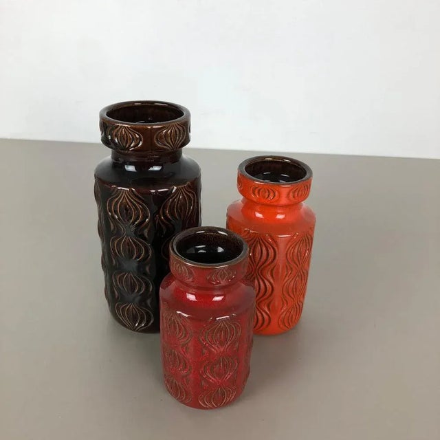 Vintage Pottery Fat Lava Onion Vases from Scheurich, Germany, Set of 3 For Sale - Image 4 of 18