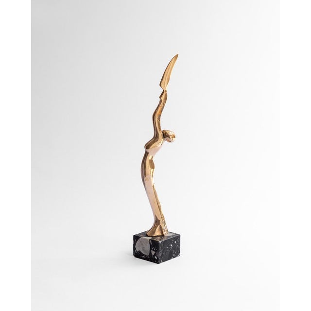 Postmodern Art Deco Revival Bronze and Marble Sculpture, 1980s For Sale - Image 3 of 10