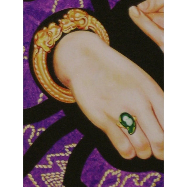 Purple Contemporary Archival Portrait Print of a Courtisan on Canvas For Sale - Image 8 of 11